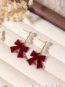 1 Pair Minimalist Design Pearl Tassel Stud Earrings, Simple Fashionable Versatile Tiny Earrings