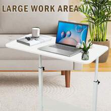 Laptop Table, Adjustable Sofa/Bed Side Table Portable Desk With Wheels Overbed Table Laptop Cart