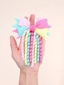 2 piezas Lazos Korker arcoíris para niñas, lazos de cinta grosgrán coloridos y rizados con pinzas de cocodrilo, regalos de vacaciones accesorios para el cabello lindos y dulces para niños