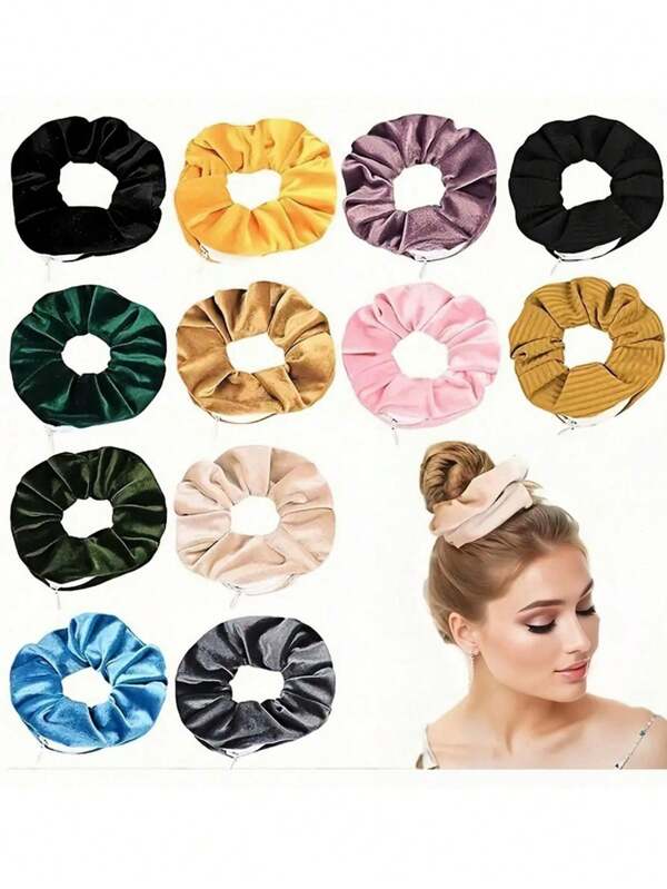 Fascia per capelli a modello con cerniera invisibile, accessori per capelli a forma di salsiccia, pratica per il trasporto e la conservazione, mini regalo di Natale, elemento essenziale per le vacanze, accessori leggeri e portatili, disponibili in più colori