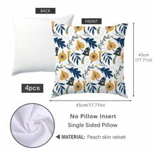 4pcs Leaf, Pumpkin, Mushroom Illustration Cushion Cover Set, Soft Peach Velvet Material, 45*45CM Single-Sided Print, Suitable For Home, Bedroom, Living Room, Sofa, Decorative Pillow Cover, Gift