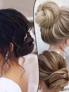 Synthetic Chignon Elastic Rubber Band Fake Hair Bun Clip In On Hair Tail Extension Updo Hair Piece Ponytail For Women - Multicolor - View 8