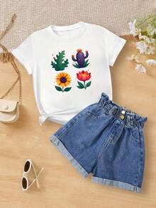 Youngsters' Neon Raccoon Jam Cotton T-Shirt, Black Tee With Cartoon Raccoon And Microphone, Comfy & Cute Neon Spirit Art Print Top For Boys & Girls. Perfect For Summer,Machine Washable.Funny Graphic ShirtsYounger's Clothes - White - View 1