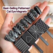 1pc/3pcs/5pcs Black Cat Eye Nail Art Magnet- Strong Square Magnets For Gel Polish, Salon Quality Manicure Tools(New And Old Versions Are Shipped Randomly),Nail Supplies,Nail Tools,Nail Art Tools,Back To School,Nails,Nail Tools For Press On Nails