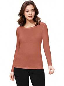 Women's Under Scrub Tee Crew Neck Long Sleeve-Shirt - 銅 - 查看 2