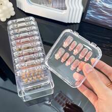 5pcs/10pcs Creative Acrylic Nail Art Display Storage Box, Transparent Dust-Proof Packaging For Nail Polish Samples, Jewelry And Small Card Organizer