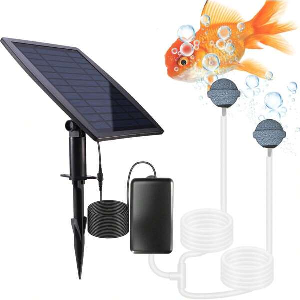 Solar Pond Aerator Solar Air Pump, 2.5W Solar Aerator For Ponds Outdoor,3 Working Modes With Bubble Regulator Solar Air Pump For Aquarium Hydroponics