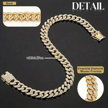 Collar De Perro Dorado Engastado Con Diamantes, Collar De Perro, Estilo Hip-hop, Collar De Perro Dorado, Cadena De Oro Grande, Collar De Gato, Collar De Mascotas De Moda De Diamantes Lleno