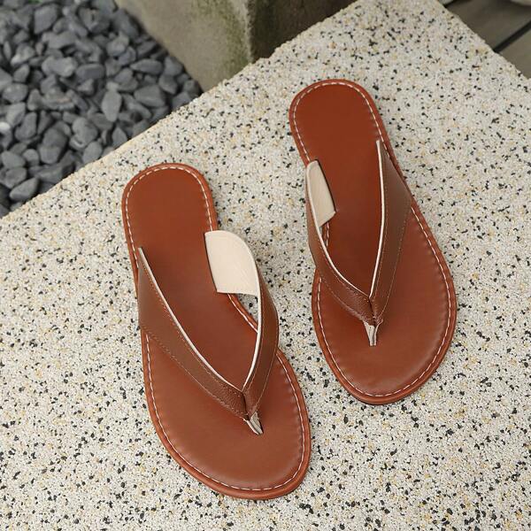 Sandales de style européen casual pour femmes grandes tailles, pour la photographie de rue en extérieur, simples et confortables tongs d'été