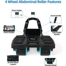 Rodillo abdominal autorebote 2025 con soporte para codos: rueda de ejercicio de 4 ruedas para gimnasio en casa, entrenamiento abdominal y pérdida de grasa abdominal | Equipo de fitness portátil - Naranja - Ver 2