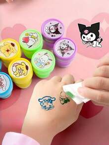 Sanrio 10/20/30pcs Sanrio Stamp Set - Cute For Kuromi, For Cinnamoroll & Friends Designs - Washable, Ideal For Paper Crafts, Scrapbooking, Notebooks, And Gift Decorations, Notebook Accessories | Playful Design | Washable Ink