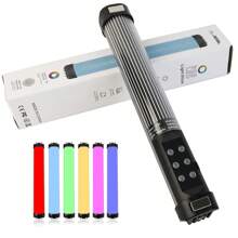 Lampe vidéo 360° RGB Baguette d'éclairage de photographie Lampe LED colorée pour fête Remplissage de lumière portable Éclair Speedlight pour diffusion en direct Prise de photo Maquillage
