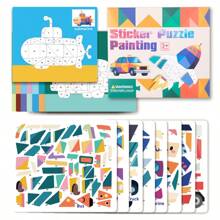 Libro de Pegatinas Puzzle 3D para Niños, Juguete Creativo de Manualidades con Pegatinas, Patrón de Animales/Tráfico, Entrenamiento de Pensamiento Lógico, Juego Interactivo Padres-Hijos, Apto para Niños y Niñas de 3-5 Años