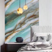 1pc Green Jade Gold Marble Pattern Wallpaper, PVC, Waterproof And Stain-Resistant, Suitable For Decorating And Renewing Kitchen, Bedroom, Living Room, Furniture And Countertops