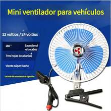 6 Ventilador Eléctrico de 8" para Vehículo – Clip Resistente, Funcionamiento Silencioso y Enfriamiento Instantáneo - Azul - Ver 1