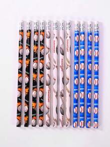 Set di 12 matite a tema sportivo con gomme, matite a tema calcio, baseball, basket, football, forniture per studenti e ufficio, regalo per il ritorno a scuola