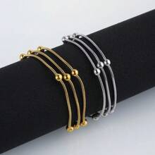1 pièce Bracelet de perle d'olive minimaliste à 3 lignes, design élégant