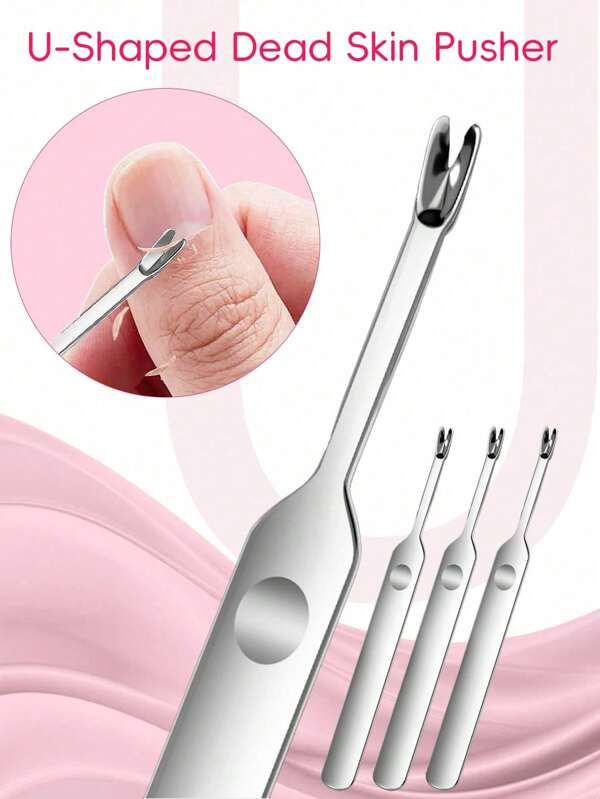 1 Pc Professional Silver Stainless Steel Finger Cuticle Cleaner Fork Pusher Nail Art Tools Manicure Pedicure Tools Dead Skin Remover Callus Removal Tools For Unisex Adult