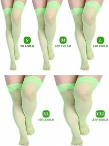 Bencailor 4 Pairs Fishnet Thigh High Stocking For Women Silicone Lace Top Sheer Over Knee Silky Stockings - 藍色,綠色,粉紅色,紫色 - 查看 3