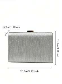 Silver Glitter Clutch Bag, Formal Evening Party Purse, Ideal For Wedding, Prom, Gala