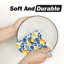 1pc/2pcs Yellow Lemon Kitchen Towels, Soft & Absorbent Machine Washable Polyester Dishcloth, Perfect For Kitchen Decor, Cooking.Baking, Holiday Decor & Bathroomssentials, TableDecor, Kitchen Supplies, Home Decoration, New Home Bathroom Housewarming Gift, Kitchen Towels - Multicolor - View 9