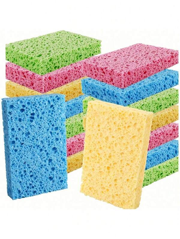 6pcs Highly Durable Multi-Purpose Cellulose Cleaning Sponges - Effective Scrubbers For Kitchen, Bathroom, Living Room, Outdoor - Gentle On Surfaces, Tough On Grease, Stains And Food Residue - Reusable, Absorbent And Long-Lasting
