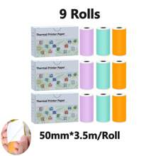 Self-Adhesive Thermal Printer Stickers, Compatible With T02/M02X/M02L Mini Sticker Printer, Black On Mint Green/Lavender Purple/Light Orange, 50mm X 3.5m Printer Paper For Journal, Study, Note