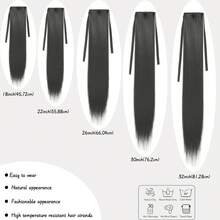 18-32 英寸黑色丝带马尾辫接发合成耐热假发，适合日常和节日使用的马尾辫发饰