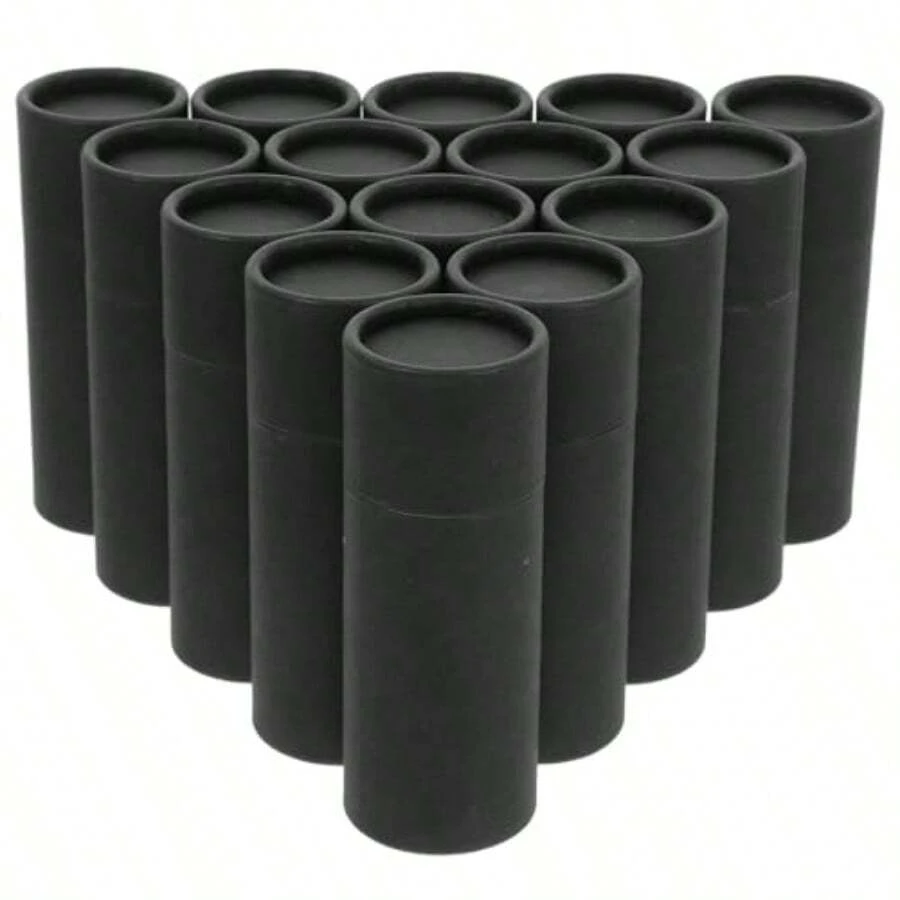 GTHHS15pcs Paper Tube Box Paper Jars Packing Tube Craft Tubes Cardbord Cylinder Perfume Boxes Packaging Lip Balm Containers Bottle Holder Kraft Cardboard Paperboard Lip Balm Tubes Black - 黑色 - 查看 1