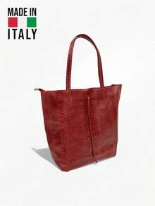 Bolso tote bag de mujer a mano bolso grande de mujer, Bolso Genuino Leather de diseño italiano, bolso de viaje, bolso casual plegable y sencillo, bolso de hombro retro de moda, bolso versátil para debajo del brazo, bolso grande popular, mochila escolar, bolso plisado de alta gama, adecuado para regalar a amigos para ir de compras, citas, viajes de negocios y uso comercial, bolsos de mano de moda para damas - Rojo Oscuro - Ver 3