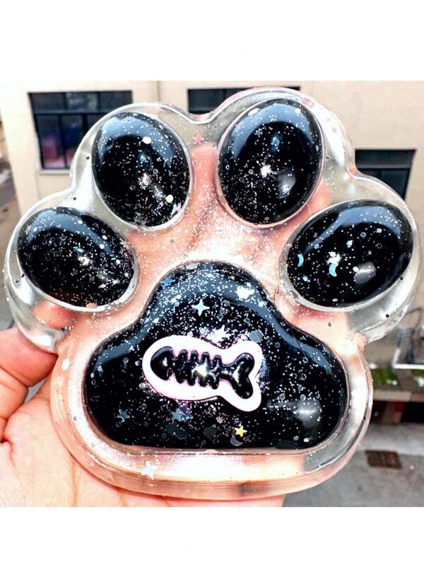 1pc Jumbo Transparent Glitter Cat Claw Stress Relief Toy, Made Of TPR Material, Great For Learning, Office, Birthday Gift, Holiday Party