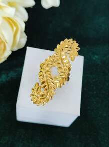 1 pieza Anillo alargado de dedo con baño de oro de cobre a la moda para mujeres, adecuado para bodas, fiestas, bailes de graduación, Día de la Madre, cumpleaños. Anillo abierto y ajustable.