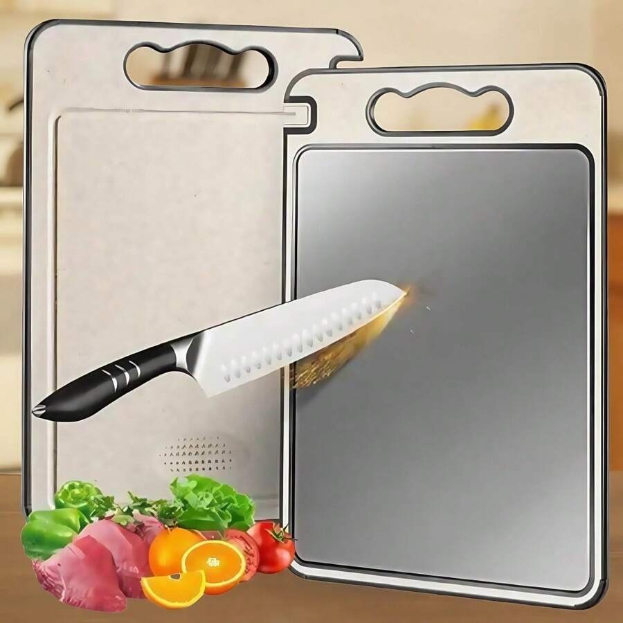 Premium Titanium Double Sided Cutting Board -  Stainless Steel For Kitchen And Dining - Màu be - Xem 1