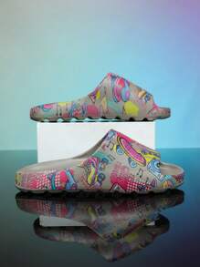 2025 Nuovi Pantofole casual con suola spessa per coppie, super morbide e super elastiche, con stampa graffiti di cocco, scarpe sportive con suola spessa di moda