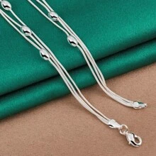 1pc Charm 925 Silver Plated 45cm Exquisite Luxury Snake Chain Tassel Beads Necklace Women Elegant Gift Party Fashion Jewelry Accessories
