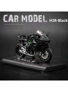 1 pièce Moto Kawasaki H2R, moto de simulation, jouet de moto en alliage, modèle de moto 3D, jouet de voiture miniature à l'échelle 1:18, décoration de moto, cadeau d'anniversaire, cadeau de fête, retour à l'école