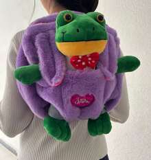 Kit Mochila Transportadora de Rana Rene de Lara Campos - Incluye Rana Rhenee - Mochila y Rana - Morado Violeta - Ver 3