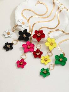 1 pieza Tobillera de mujer, diseño minimalista y elegante con flor blanca pintada, adecuada para usar en vacaciones y fiestas - Rojo - Ver 2