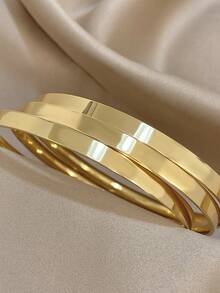 3 件套简约银手链不锈钢手链女士简约优雅手镯生日派对日常珠宝礼物 - 銀色 - 查看 3