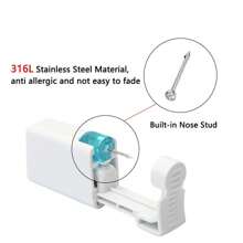 Set professionale per piercing alle orecchie con pistola e 14 pezzi di orecchini in acciaio inossidabile, 2 pistole monouso per piercing al naso, 4 anelli per il naso riutilizzabili - Kit per piercing per uso in salone e a casa