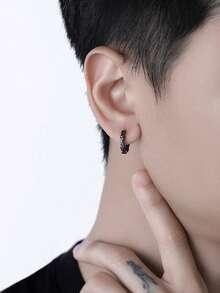 2 件简约朋克金属环不对称耳环，适合男士日常佩戴，打造时尚外观，是圣诞节、新年、情人节、节假日送给男性朋友的绝佳礼物 - 異形 - 查看 7