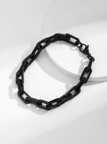 1pc Men's Stainless Steel Fashionable Versatile Simple Cuban Link Flat Bracelet