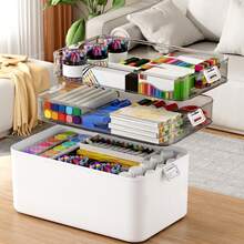 Waterproof Multi-Layer Medicine Storage Box - Portable Family Emergency Organizer With Snap Closure, Made Of Durable Plastic, Large Rectangular Home Medicine Cabinet With Multiple Compartments, Carrying Case For Family Emergency First Aid Kit, Three-Layer Medicine Storage Container With Flip-Top Lid - Large Family Emergency Organizer, Snap Closure, Durable Plastic, Multi-Layer Waterproof Box, Storage Boxes For Organizing - 白色 - 查看 6