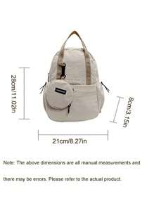 Bolso casual tipo bandolera, bolso de hombro, bolso de mensajero, mochila, bolso escolar, bolso multifuncional ajustable con monedero, de alta calidad en color beige, de gran capacidad y volumen, puede contener tabletas, paraguas, vasos de agua, diseño sencillo y de moda, con cierre de cremallera, adecuado para la temporada de regreso a la escuela, viajes, senderismo, actividades físicas, salidas y necesidades diarias, un regalo perfecto