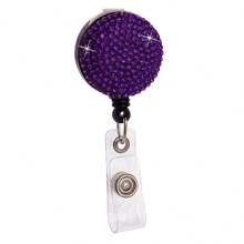 1pc Colorful Rhinestone Inlaid ABS Plastic Retractable Badge Reel, ID Card Holder With Belt Clip And 360 Degree Swivel Back To School