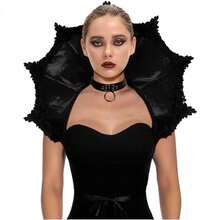 Women's Gothic Vampire Collar Cosplay Cape, Victorian Style, Show Mysterious And Elegant Charm, Suitable For Halloween, Stage Performances And Role-Playing Occasions - màu đen - Xem 1