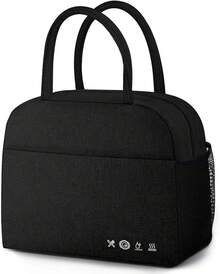 Lunch Bag Lunch Box Women Men Reusable Insulated Lunch Bags,-Resistant Cute Cooler Lunch Tote Bag, Large Capacity Work Travel Picnic,Black - Black - View 8