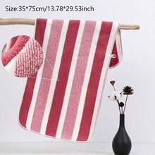8-Piece Striped Coral Fleece Quick Dry Towel Set - 11.8" Hand Towels For Home/Hotel/Spa Back To School - Rose Red - View 3