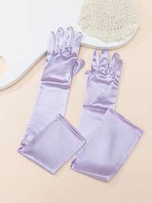 1 Pair Satin Formal Long Gloves, Suitable For Special Occasions,Travel,Festival,Party,Camping - Purple-gC14623 - View 5