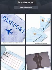1 Set Map Print Anti-Lost Luggage Tag & Passport Holder, Printed PU Travel Essentials, Travel Organizer, Travel Wallet, Passport Cover, Beach Holiday, Summer Christmas Vacation Travel Accessories Vacation Back To School Women Mini Travel Products